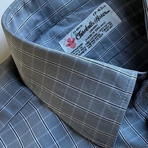 Turnbull & Asser checkered gray cotton shirt Sz 17  made in England 🏴󠁧󠁢󠁥󠁮󠁧